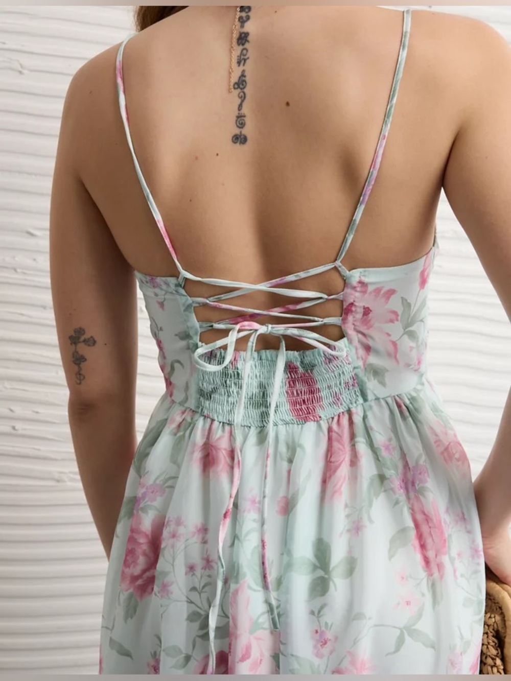 NWT American Eagle Corset Style Floral Maxi Dress Mint Size L